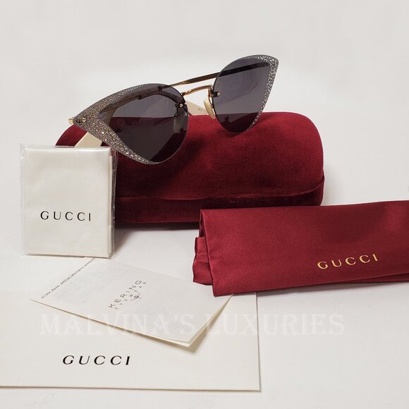 GUCCI SUNGLASSES GG0898S HOLLYWOOD FOREVER CRYSTAL CAT EYE ACETATE $1,200 - Picture 4 of 14